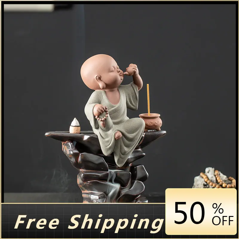 

Little Monk Incense Holder Aesthetic Backflow Retro Chinese Incense Burner Down Draftincen Sarioincense Burner Accessories