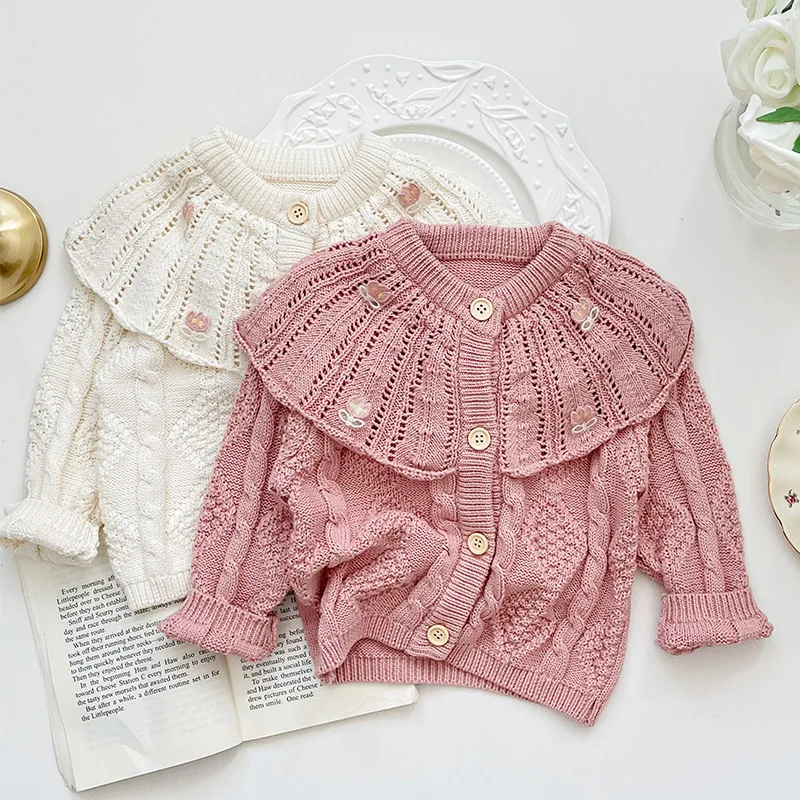 

Шерстяные свитера из джерси для девочек, осень-зима 2025 г., детские вязаные пальто для маленьких девочек, одежда, топы, детская верхняя одежда принцессы, наряд