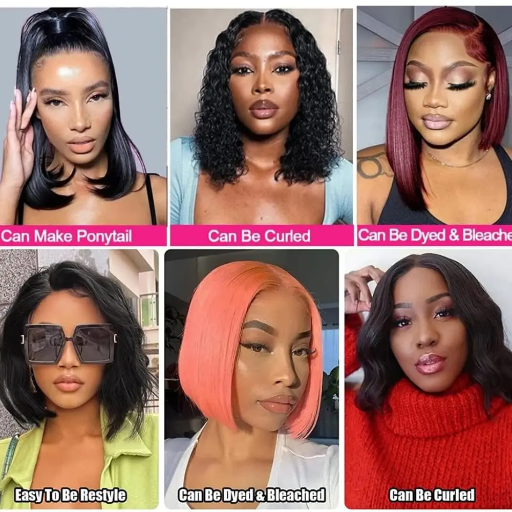 مستقيم بوب شعر مستعار شعر الإنسان 13x4 Hd الدانتيل شعر مستعار أمامي قبل قطعها 200% الكثافة الطبيعية أسود قصير شعر طبيعي مفرود الباروكات