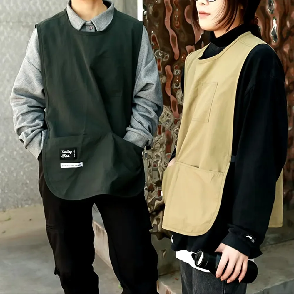 

Креативный водонепроницаемый фартук в стиле жилета, однотонный бархатный фартук для приготовления пищи с башней, удобный прочный пятен жилет, кофейня