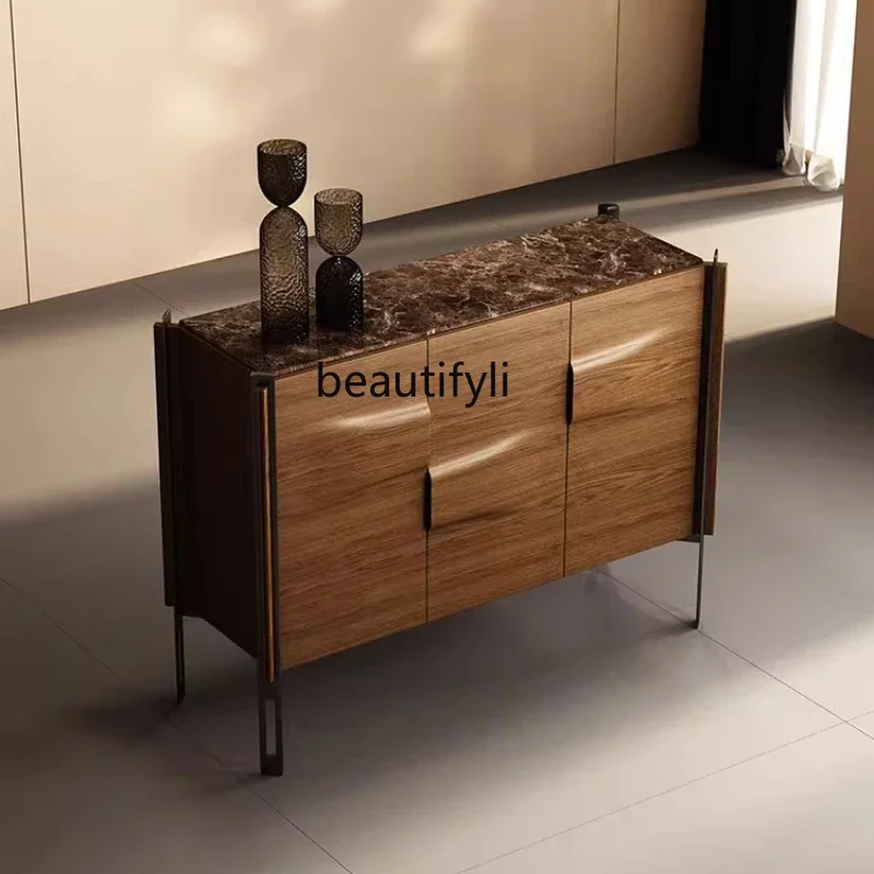 Minimalist Solid Wood Shoe Cabinet Modern Entryway Cabinet Light Luxury High-End Storage Living Room Storage Cabinet