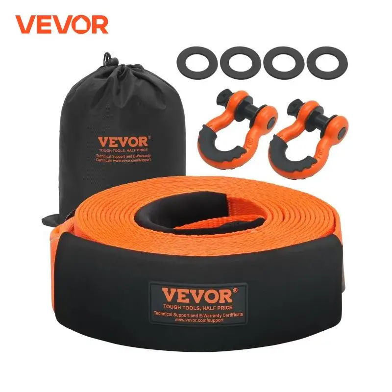 VEVOR Polyester Tow Strap Recovery Kit High-Strength Car Racing Tow Ropes Auto Trailer Winch Towing Strap for Truck Jeep SUV ATV