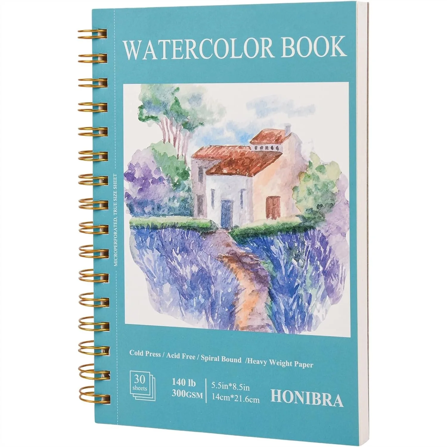

Watercolor Paper Pad 5.5"x8.5" 30 Sheets 140lb Cold Press Sketchbook Spiral Bound for Adults Mixed Media Drawing