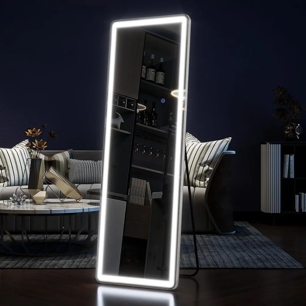 

Full Length Mirror with Light, 20" x 56" Rectangular LED Full Body Mirror with Dimmable & 3 Color Lighting, Floor Mirror