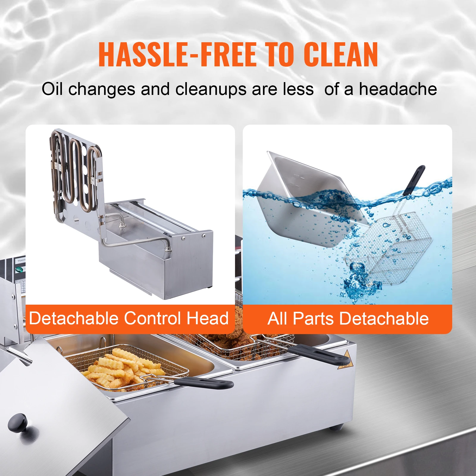 مقلاة كهربائية عميقة سعة 12 لتر من SucceBuy مع خزانات مزدوجة قابلة للإزالة مقلاة كونترتوب تجارية لرقائق قلي البطاطس المقلية للدجاج #5