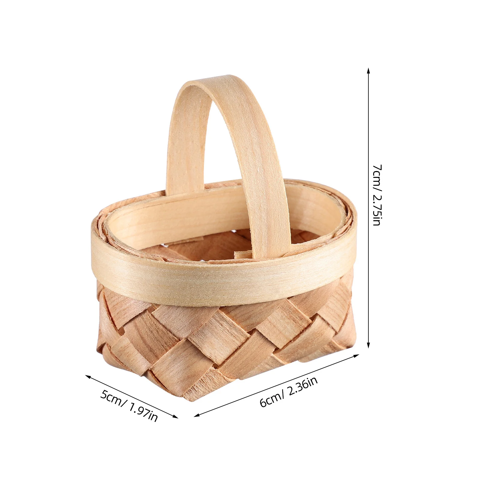 12 قطعة سلال خشبية صغيرة صغيرة المنسوجة المحمولة الحلوى هدية سلة التخزين ديكور لصالح سلال خشبية صغيرة هدايا الحفلات الصغيرة #4