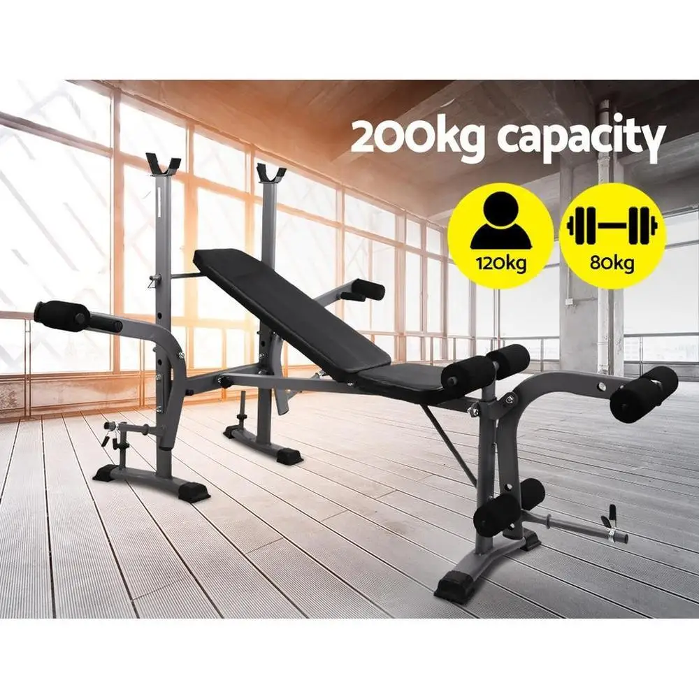 &8 in 1 Adjustable Weight Bench Home Gym Station 200kg Multifunction Strength Training Equipment