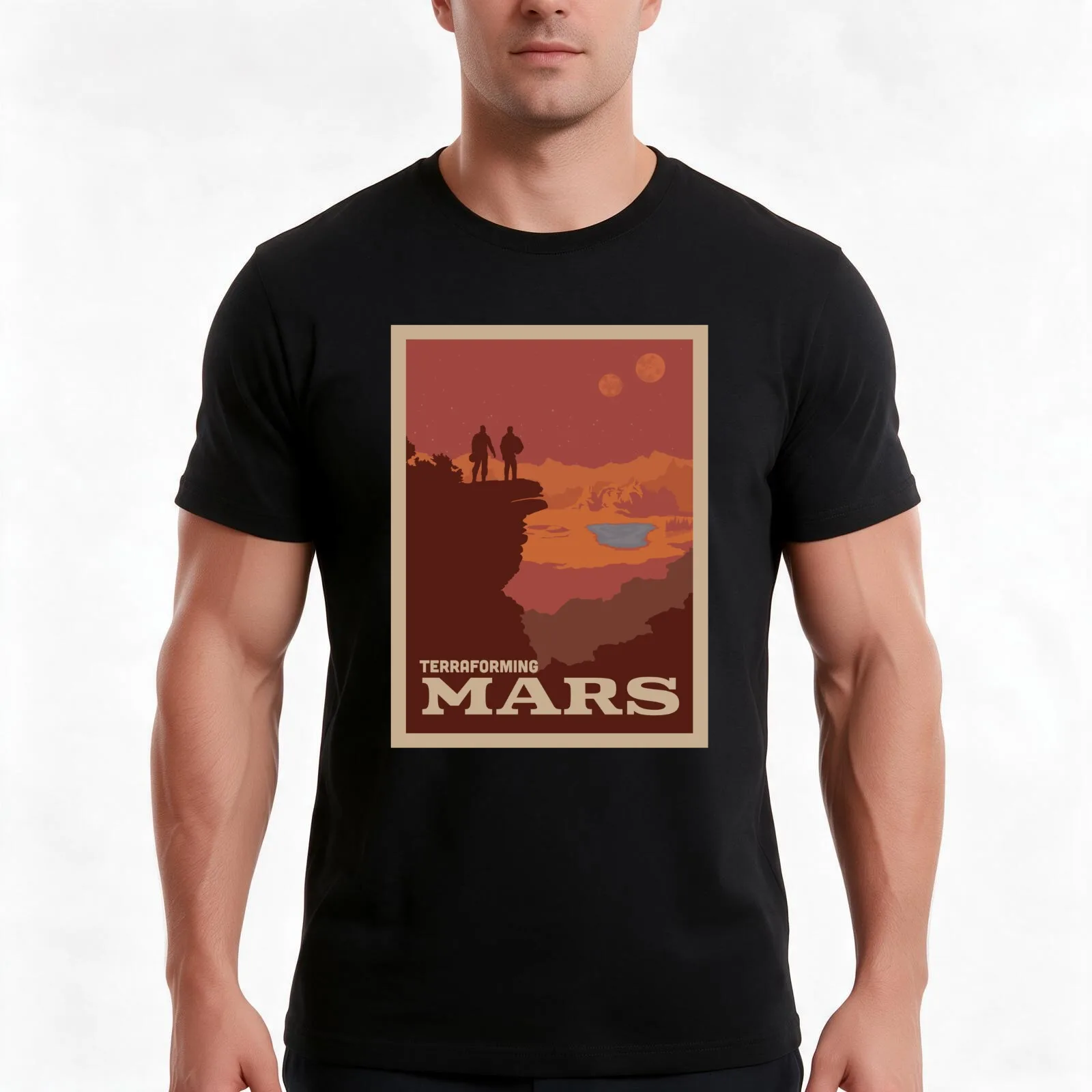 Terraforming Mars Board Game - Minimalist Travel Poster Style - Gaming Art - Board Games T-Shirt, Summer Casual Cotton Tee
