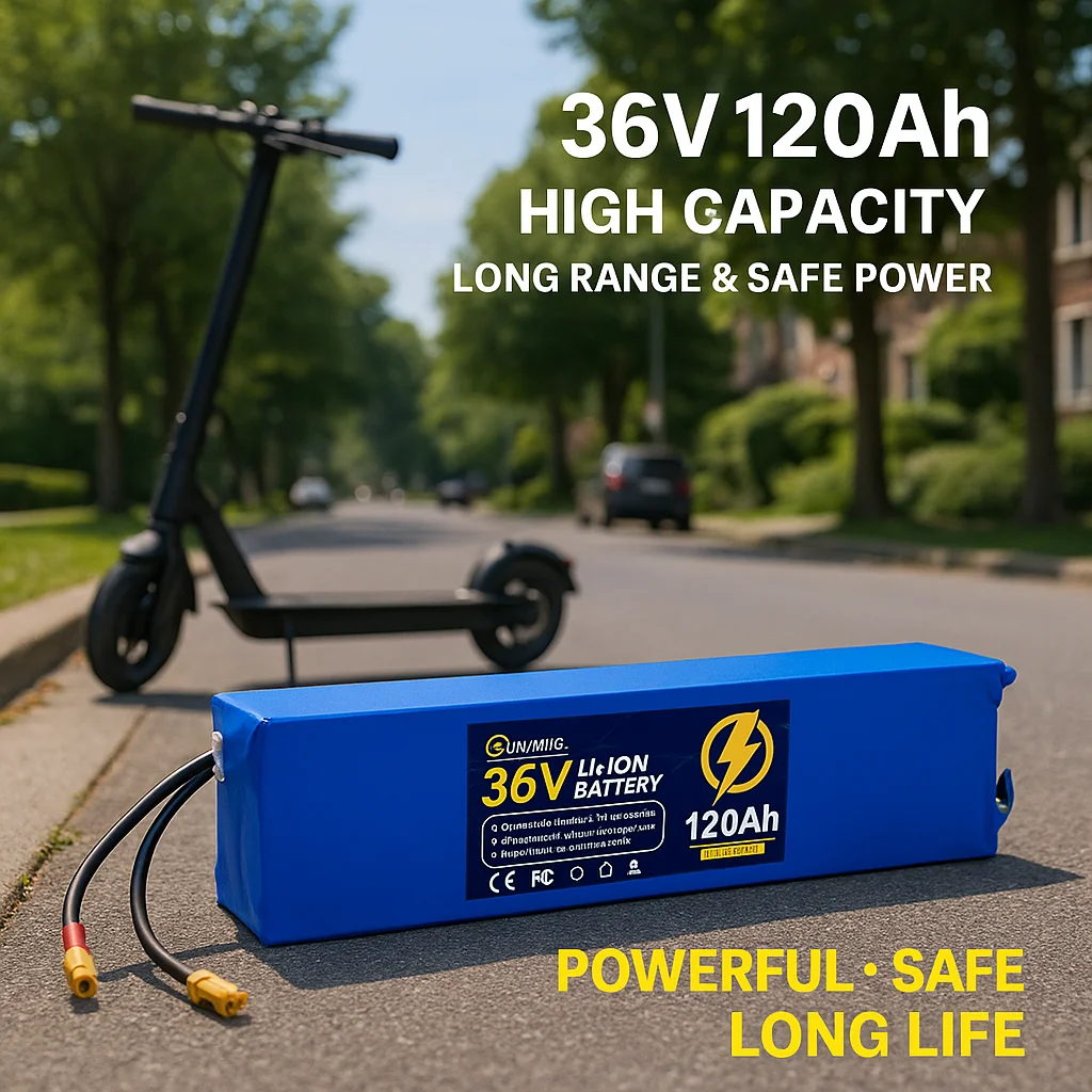 

36V 120Ah Li-ion Battery Pack 10S3P for Electric Scooter M365, 18650 Long Range Rechargeable Battery with Charger
