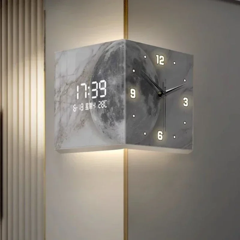 Wall Clocks Faced Luxury Aesthetic Double Art Clock Wall Elegant Watches Silent Clocks Decoration Products
