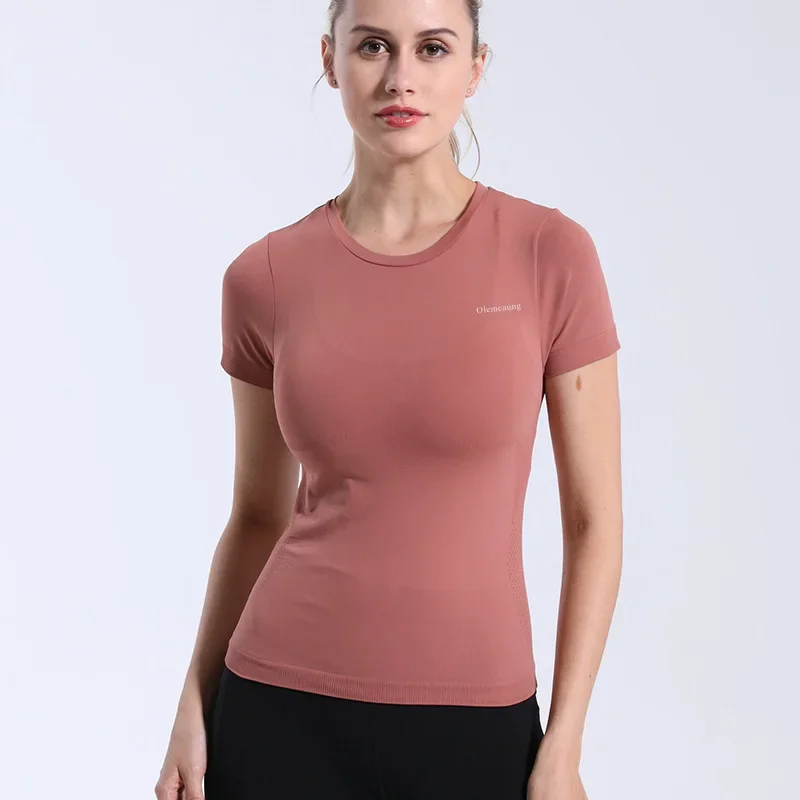 Women\'s Sport Quick-Drying T-shirt Seamless Knit for Yoga and Fitness