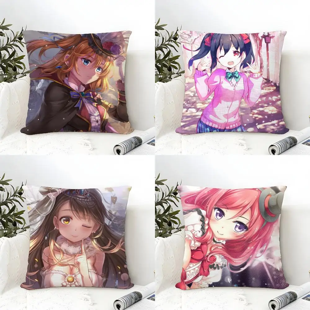 Anime L-Love Live! Cushion Cover Eco Linen Pillow Case Double-Sided Print Breathable Durable Zipper Home Decor Gift