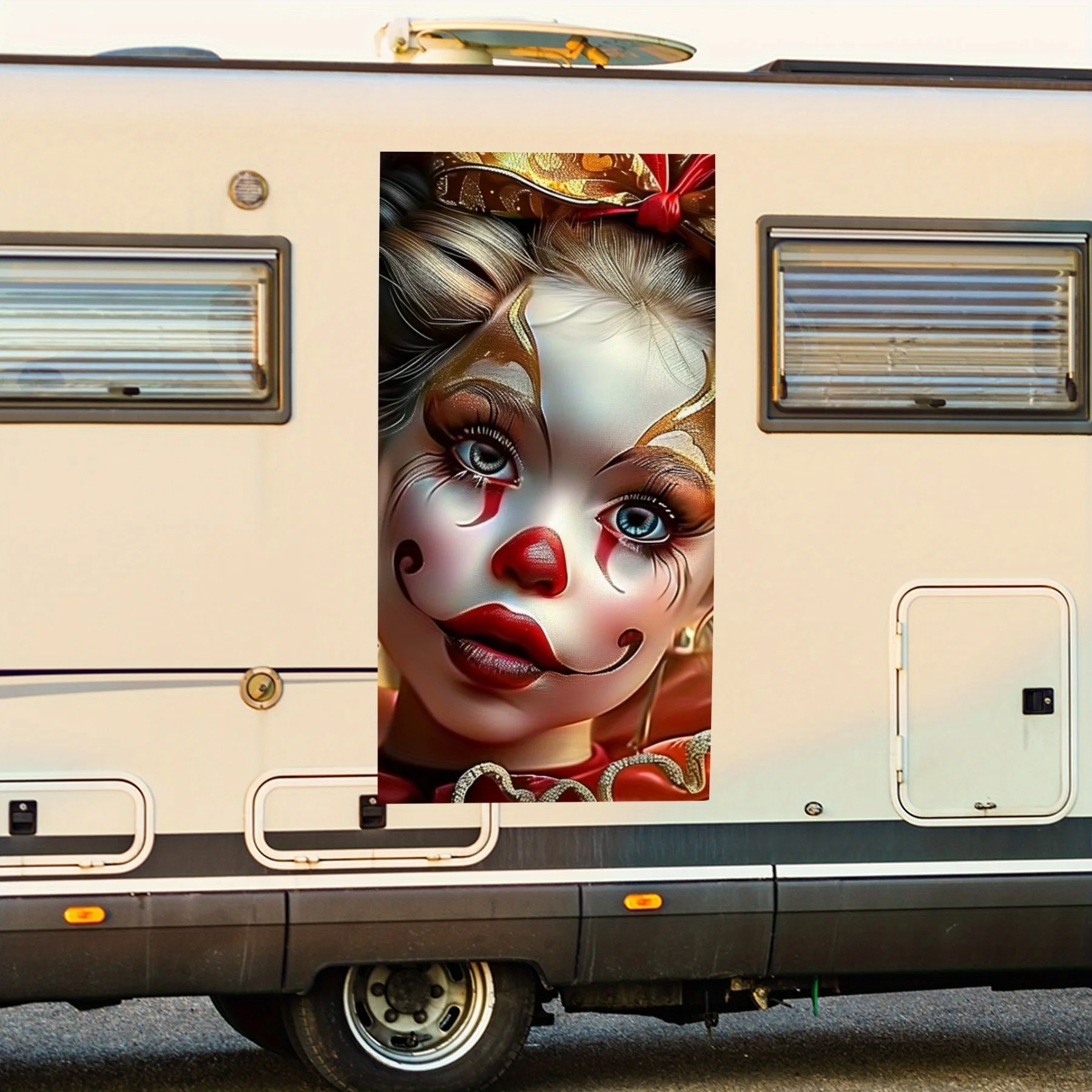 

Девушка-клоун с вьющимися волосами ArtCar наклейка, виниловая наклейка на сторону моторики дома, водонепроницаемая самоклеящаяся виниловая наклейка на т.