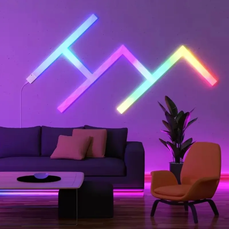 

6Pcs 9pcs 12pcs DIY Smart Light Emitting Diode Wall Light Application Control WIFI RGB Night Light Bar Game Room Decoration