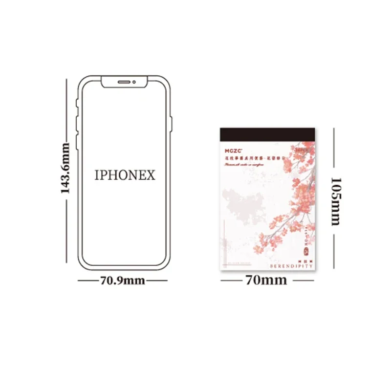 30Sheets Memo Notes Flowers Flowering Branch Ink Decorative Writing Handbook Background Material Scrapbook105*70MM