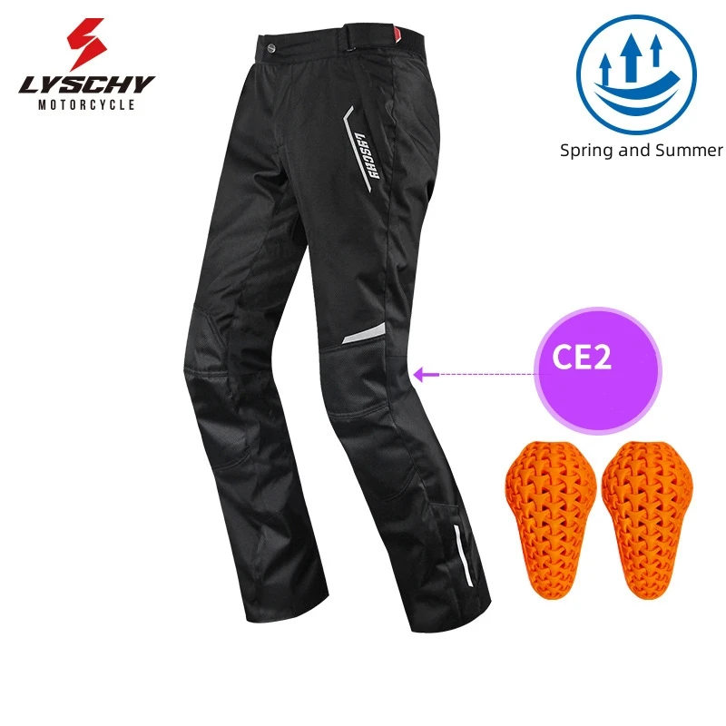 Spring/Summer LYSCHY Breathable Wear-resistant Trousers Anti-drop Motorcycle Men CE Protective Gear Rally Riding Racing Pants