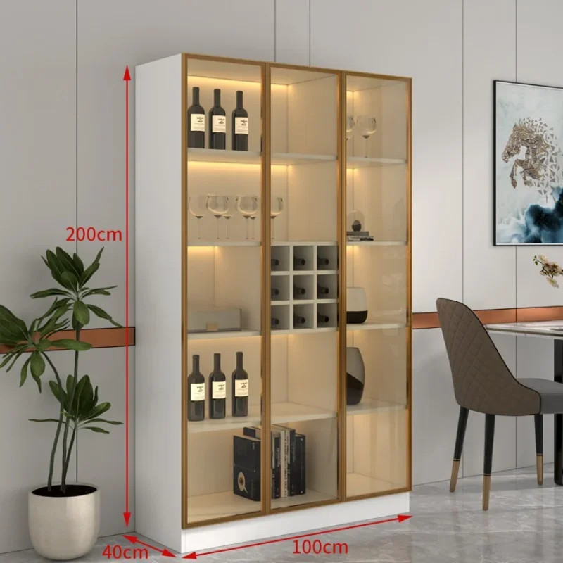 Display Wall Wine Cabinet Living Room Racks Home Storage Wine Cabinet Kitchen Glass Mueble Licorera Restaurant Furniture QF50JG