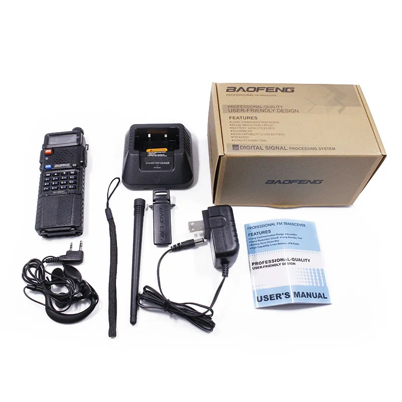 Baofeng-High Power Portable Walkie Talkie, UV-5R, 8W, 3800mAh Battery, 10km, Two Way Radio, Dual Band, Cb Ham Radio, 2Pcs