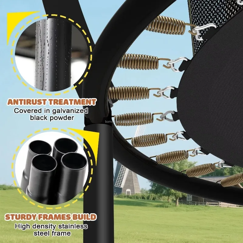 

Kids Outdoor Trampoline For Garden Backyard Fitness Play Stable Elastic Safe