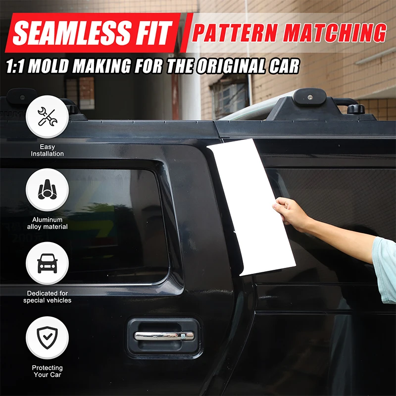

For Hummer H2 2003-2009 Stainless Steel Car Window Center Pillar C-pillar Decorative Patch Panel Sticker Car Accessories
