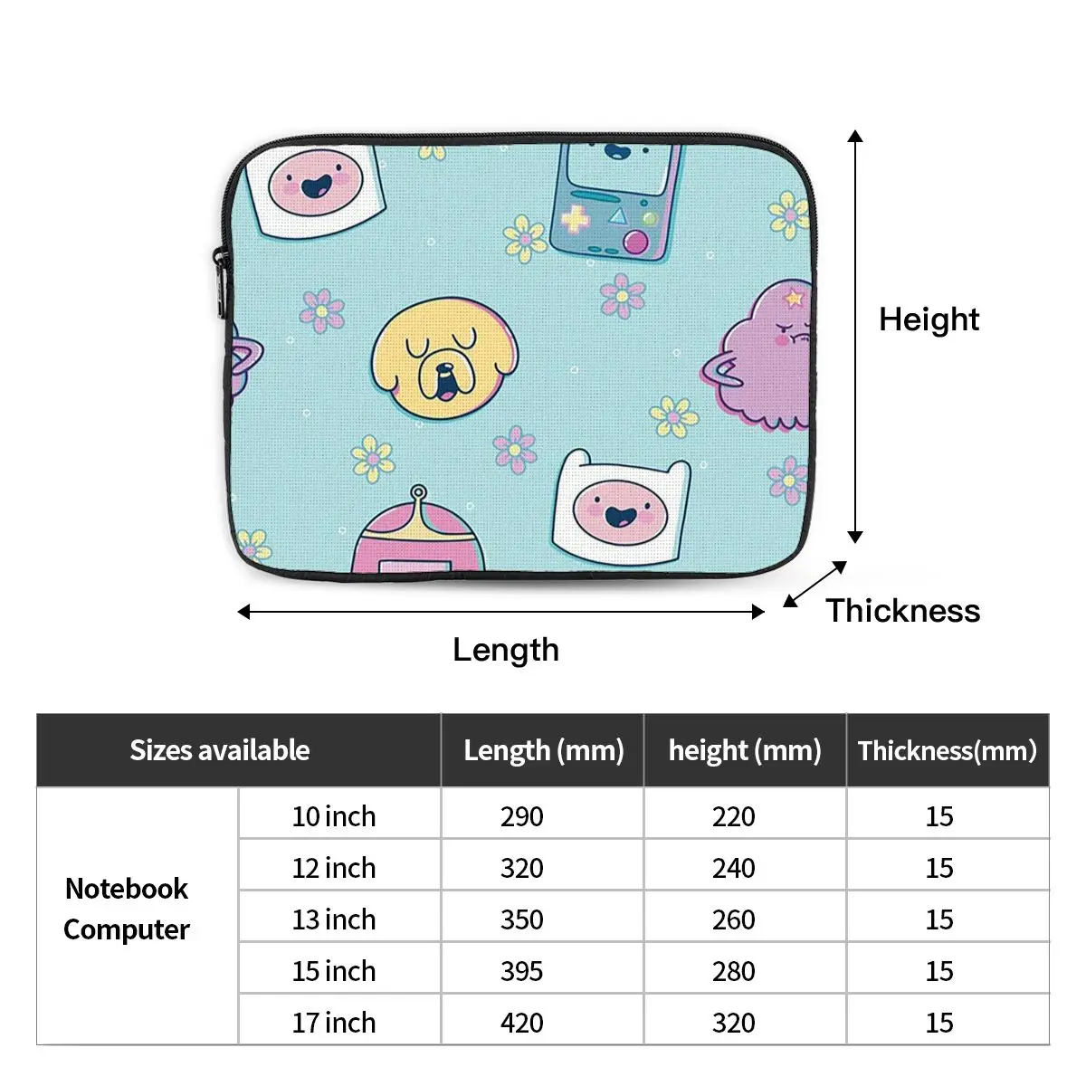 Adventure Friends (Adventure Time) Notebook Laptop Bag  10 12 13 15 17 Inch For Macbook Air Pro Tablet Shockproof Case Bag