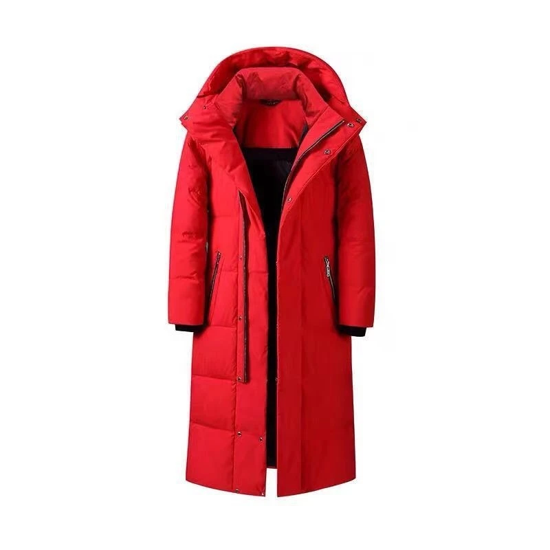 -30 ℃   Mężczyźni Oversized Long Cotton Parka Puffer Outwear Coats Streetweare Męska kurtka puchowa Solid Color Zimowa gruba ciepła kurtka