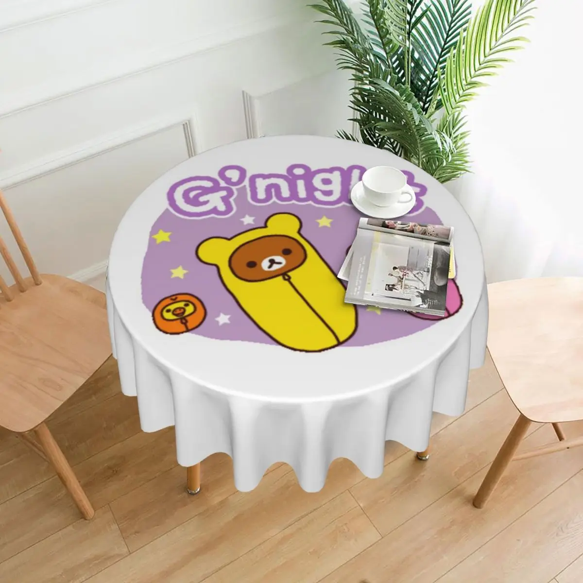 

Хорошая ночь Rilakkuma водонепроницаемая круглая скатерть маслостойкая скатерть для кухонных мероприятий крышка обеденного стола 60 дюймов