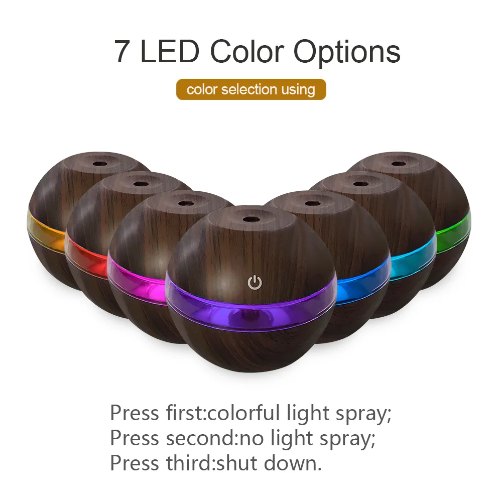 مرطب حبوب الخشب مع إضاءة ليلية ، USB ، جهاز تحكم باللمس ، موزع رائحة ، يحتوي على زيوتين أساسيين ، المنزل ، المنزل ، أو المنزل ، أو