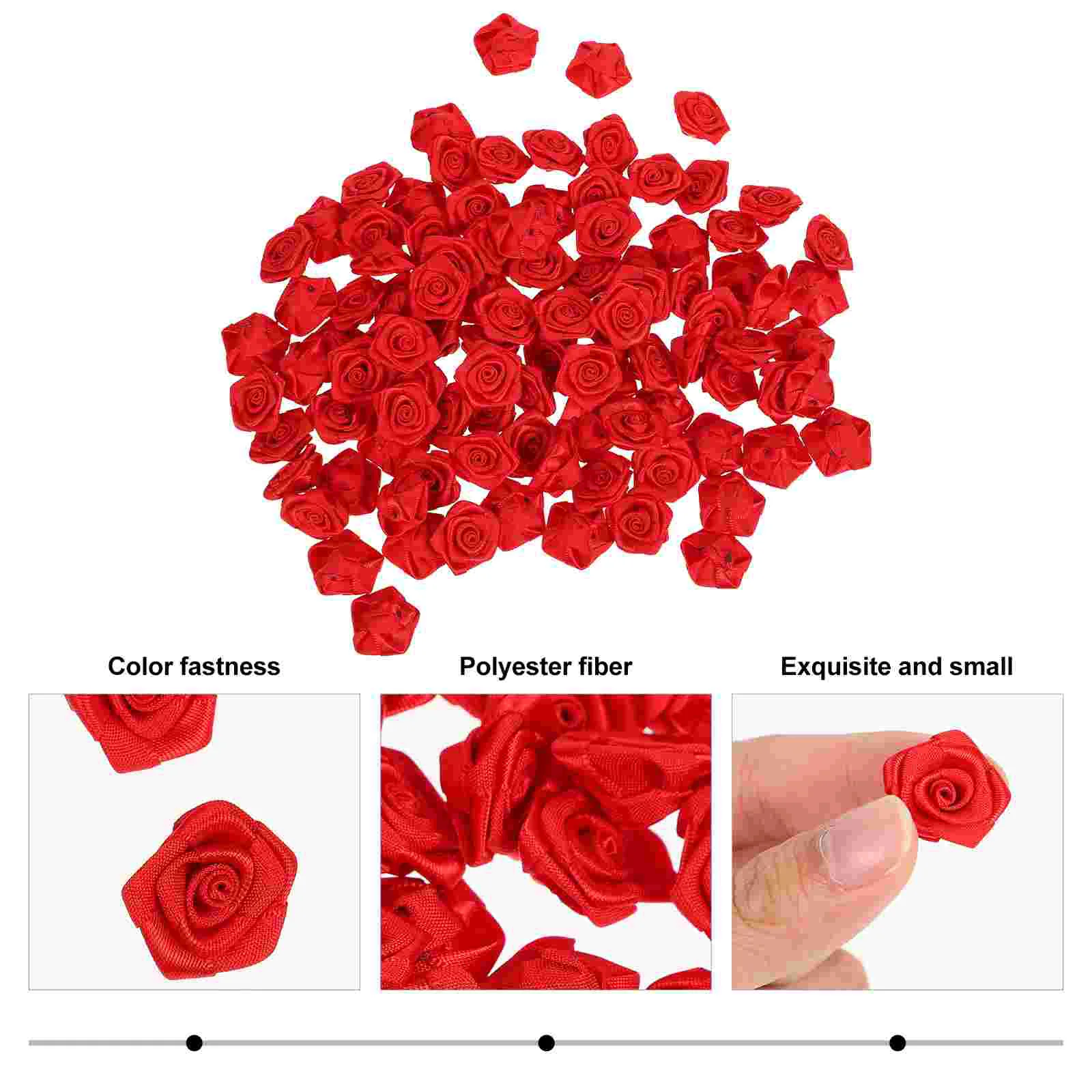 100 pcs Mini Craft Ribbon Roses 2cm Satin Flowers for Clothes Accessories Embroidery Decors Realistic