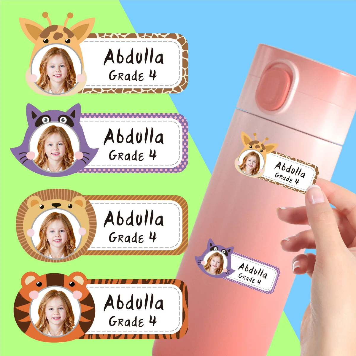 

Personalized Label Stickers - Custom Name Stickers for Water Bottles, Cups, and Children's school Stationery Waterproof