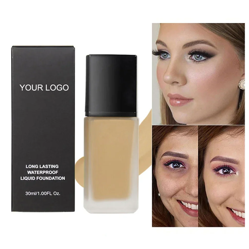 30ml Private Label Black Box Square Tube Liquid Foundation Custom Logo Moisture Full Coverage Bulk Face Makeup Wholesale Vegan