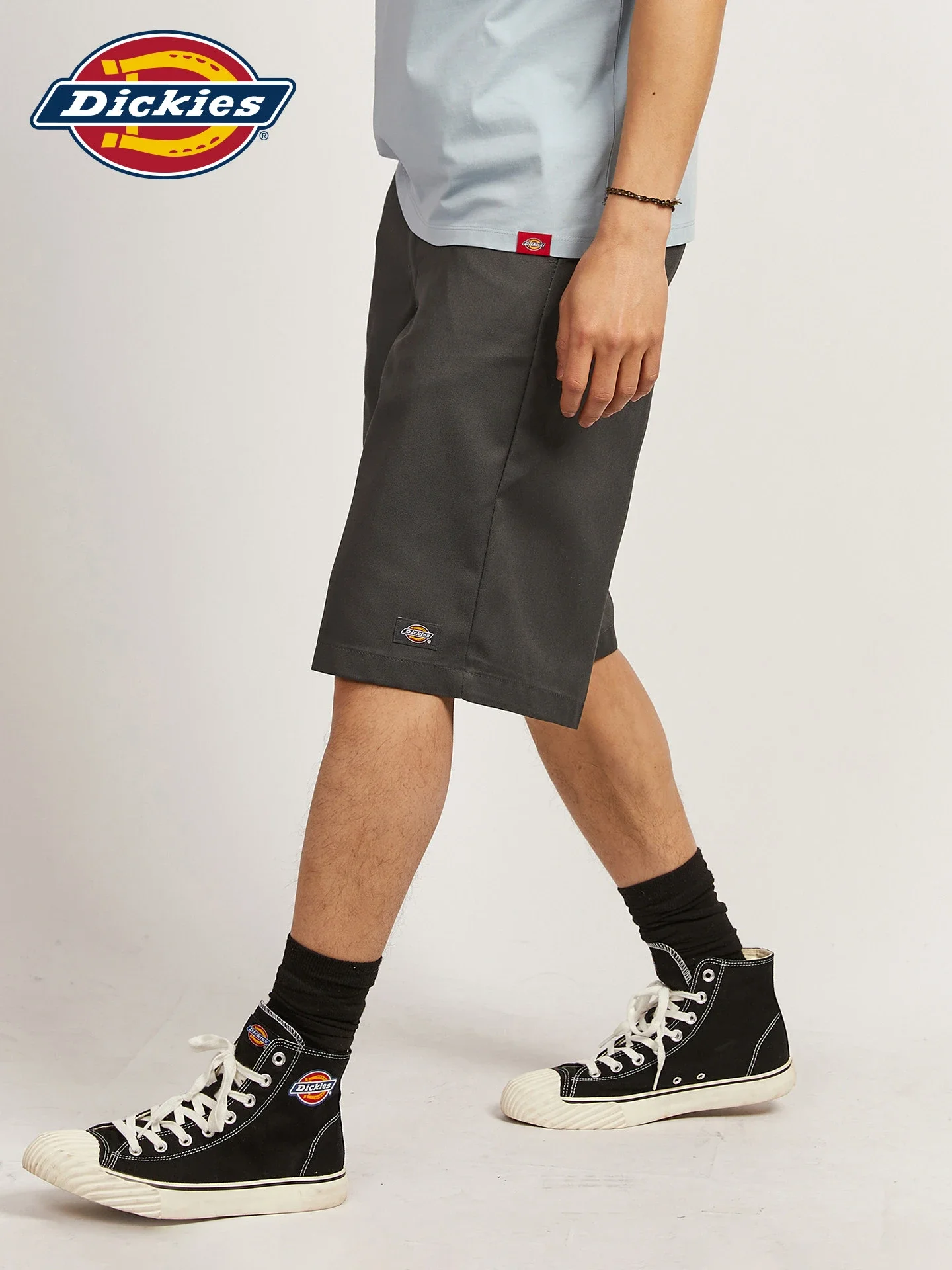 Authentic Brand‑New Dickies Men's Solid‑Color Loose Work Shorts, Grey Casual Relaxed‑Fit Cargo Short Pants for Summer Daily Wear