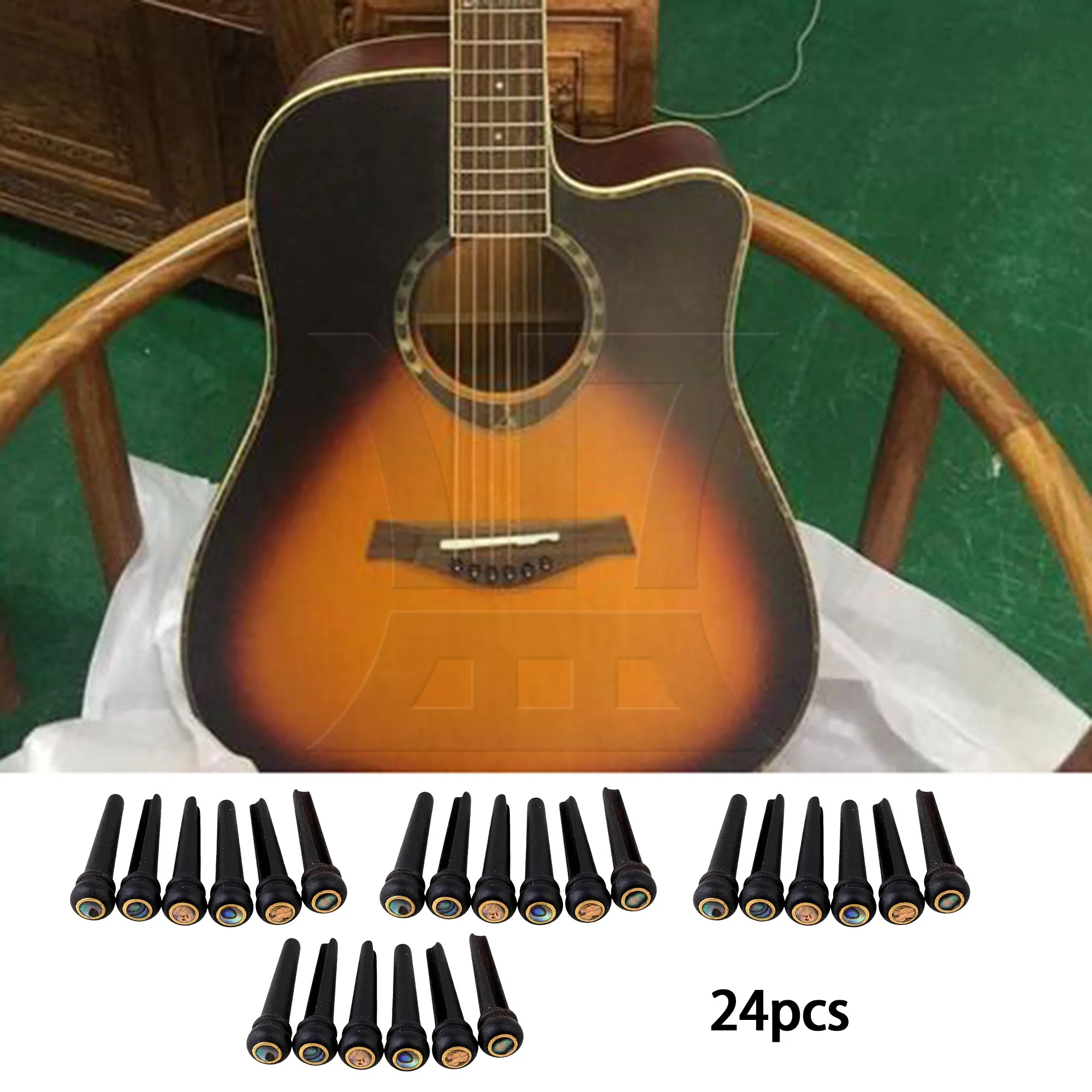 

Yibuy 24pcs Acoustic Guitar String Nail, With Copper Ring, Made Of Ebony, H06, Suitable For Improving Tone