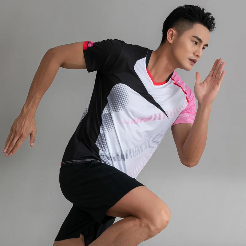 Tennis Badminton Shirts Men Breathable Lightweight Quick Drying Training Short Sleeve Print Sports Outdoor Running Golf Tee