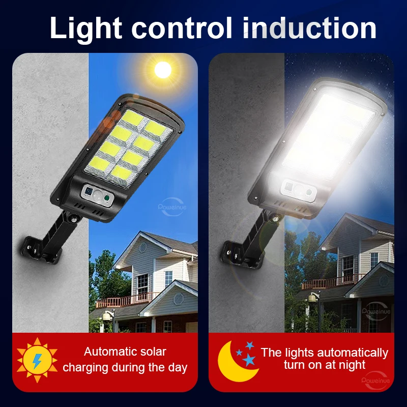 Super starke LED Solar leuchte Outdoor Solar leuchte 3 Modi wasserdichte Garten Straßen laterne Bewegungs sensor Fernbedienung Wand leuchte