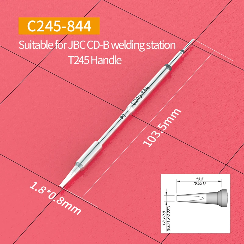 NONE OEM C245 Lötkolbenspitzen C 245906 /907/908/966/911/944/866/808/811/844 Lötspitze vom Meißeltyp, kompatibler JBC T245-Griff 10