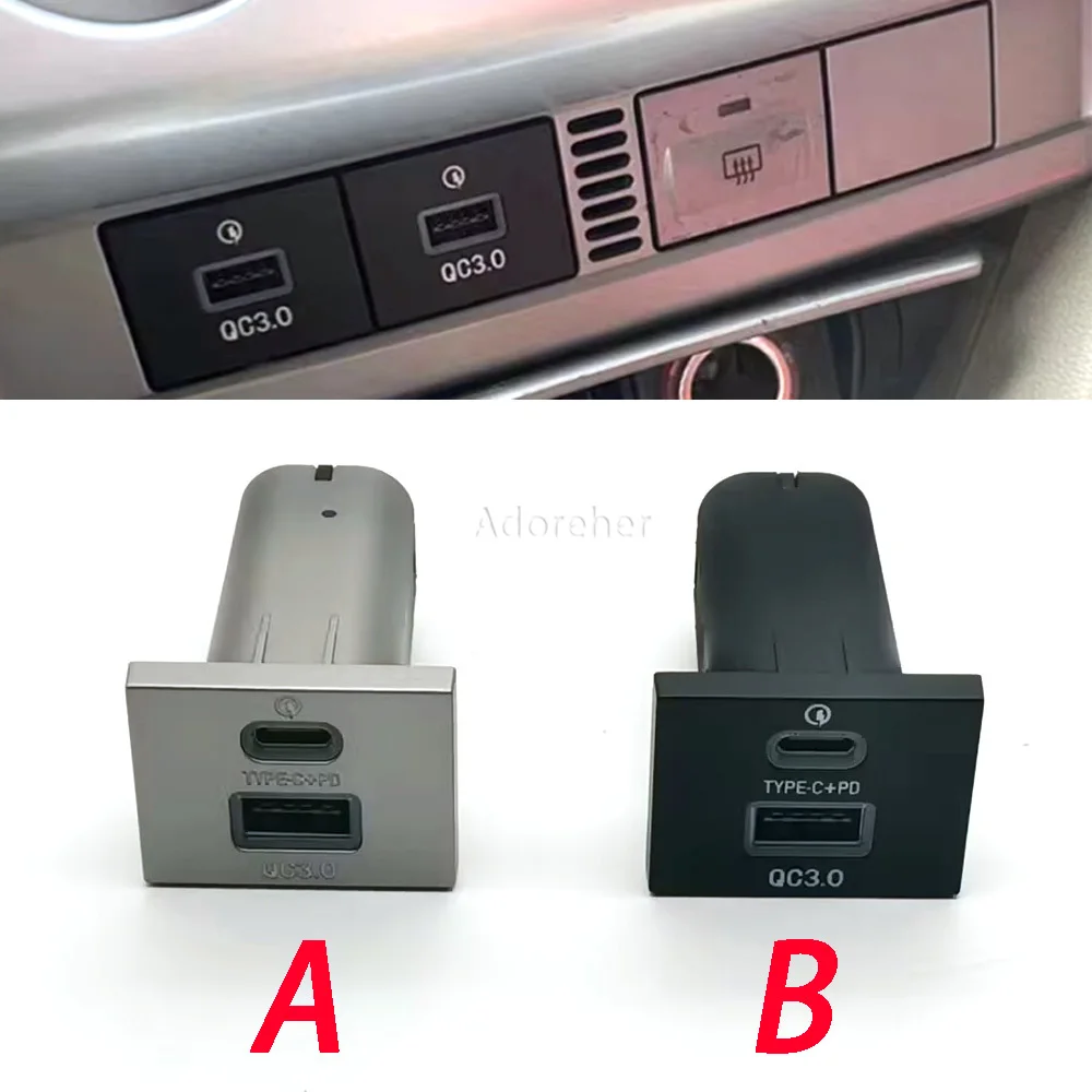 1PC Red LED Car Dual QC3.0 USB Charger Type C PD Quick Charge Auto Phone Charging Adapter Button for Ford Focus 2 mk2 2009-2011