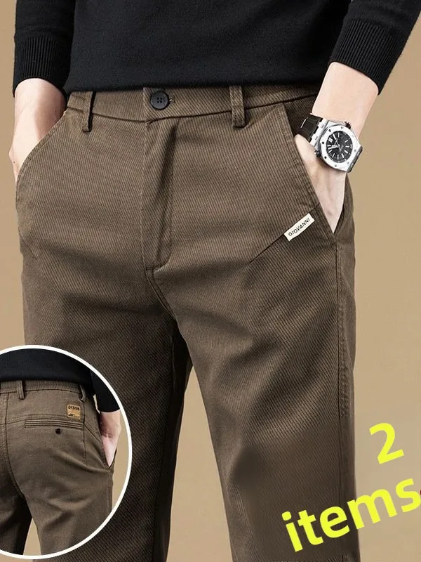 

Мужские повседневные прямые брюки, лето 2025, облегающие спортивные брюки для бизнеса, модные городские брюки из полиэфирного волокна