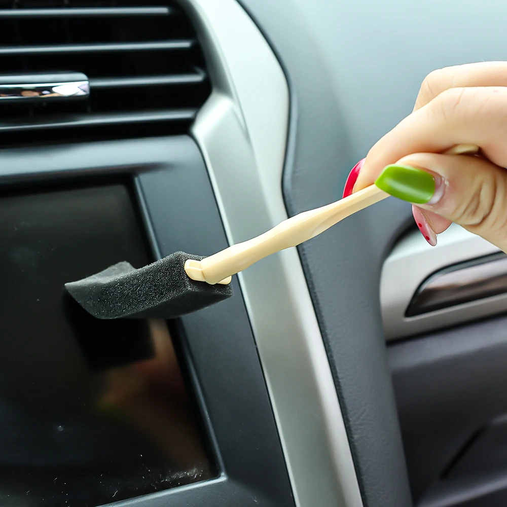 Car Air Vent Cleaner Brush Auto Detailing Sponge Duster Soft Universal Auto Interior Dashboard Gap Crevice Dust Cleaning Tools