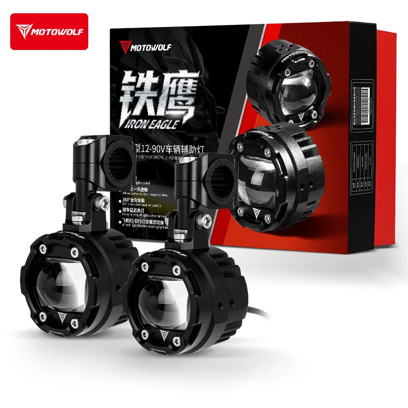 

MOTOWOLF Motorcycle Spotlight Aluminum Headlight 76W Motorbike Fog Light Modification LED Flashing Light Motorcycle Accessories