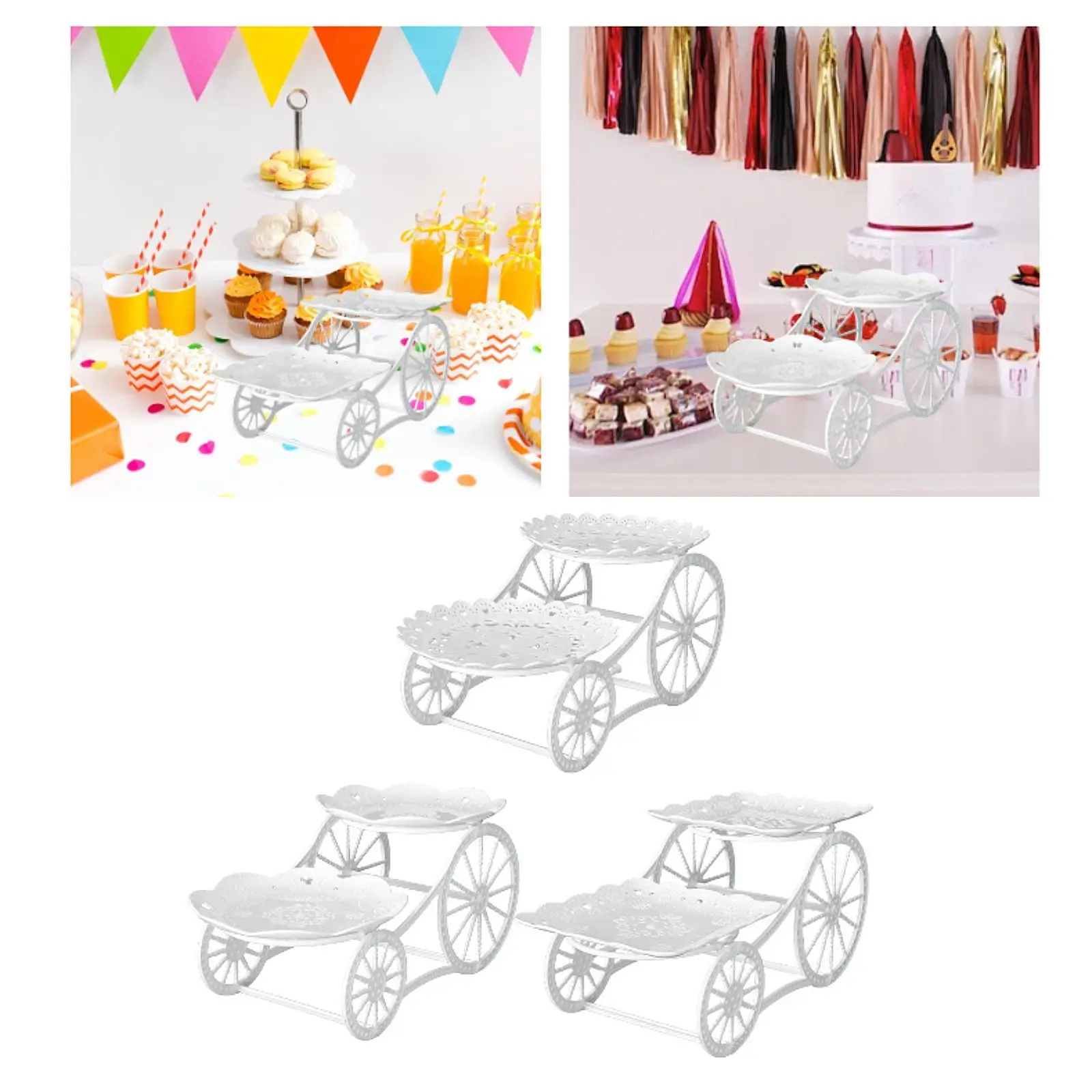 2 Tier Serving Tray Carriage Cupcake Stand Candy Multipurpose Serving Platter