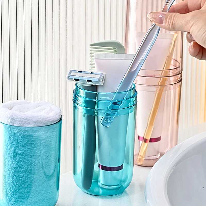 Transparent Toothpaste Toothbrush Holder Travel Bathroom Organizer Portable Wash Cup Storage Box Plastic Brush Holder Mouthwash