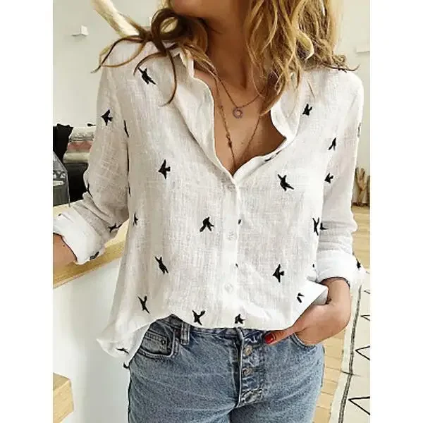 2024 Women Blouses 5XL Plus Size Vintage Cotton Linen Spring Autumn New White Long Sleeve Loose Casual Shirts Fashion Women Top