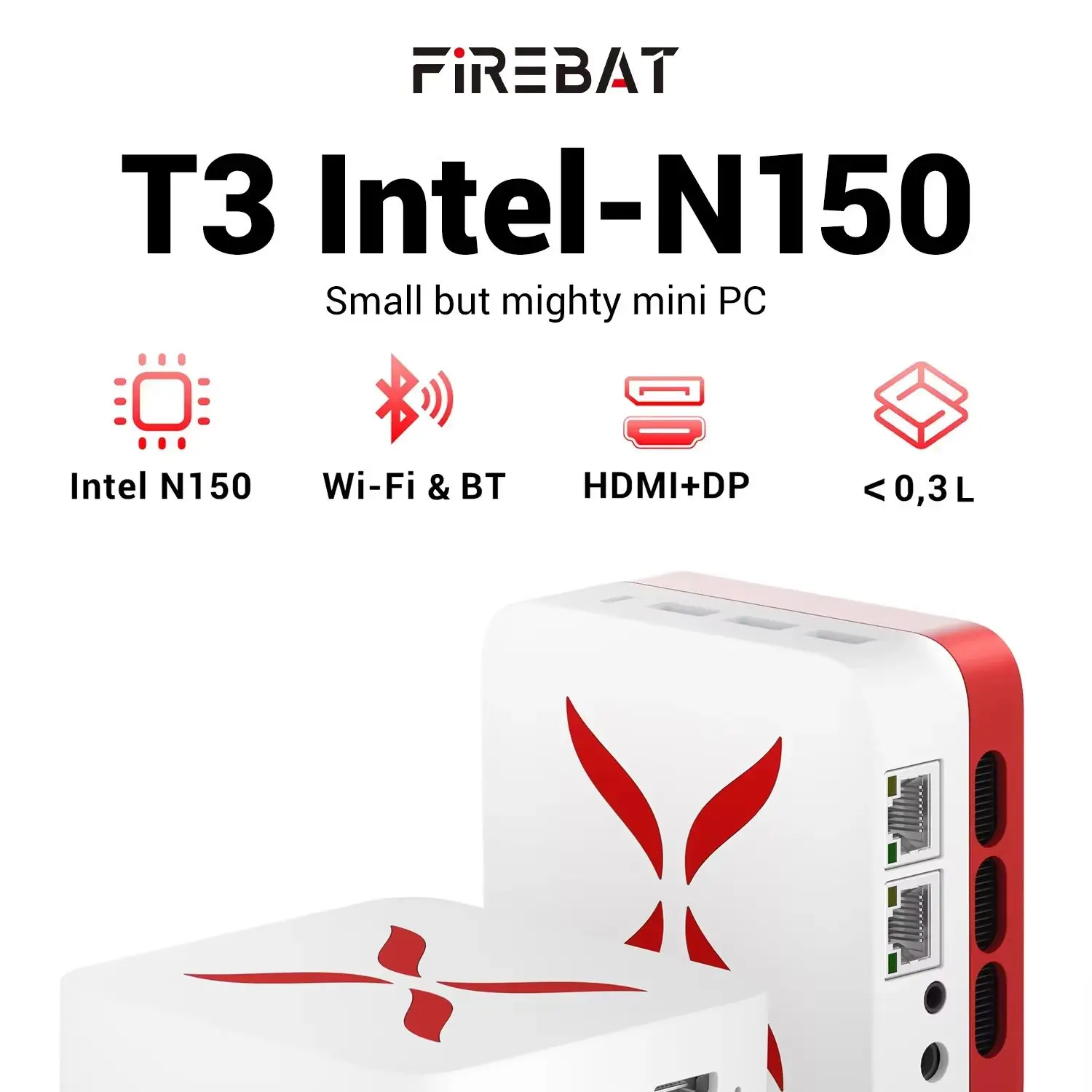 Firebat T3 كمبيوتر صغير Intel Alder Lake N150 حجم صغير Windows 11 12GB RAM 512GB PCIe SSD WiFi 5 BT4.2 كمبيوتر مكتبي للألعاب