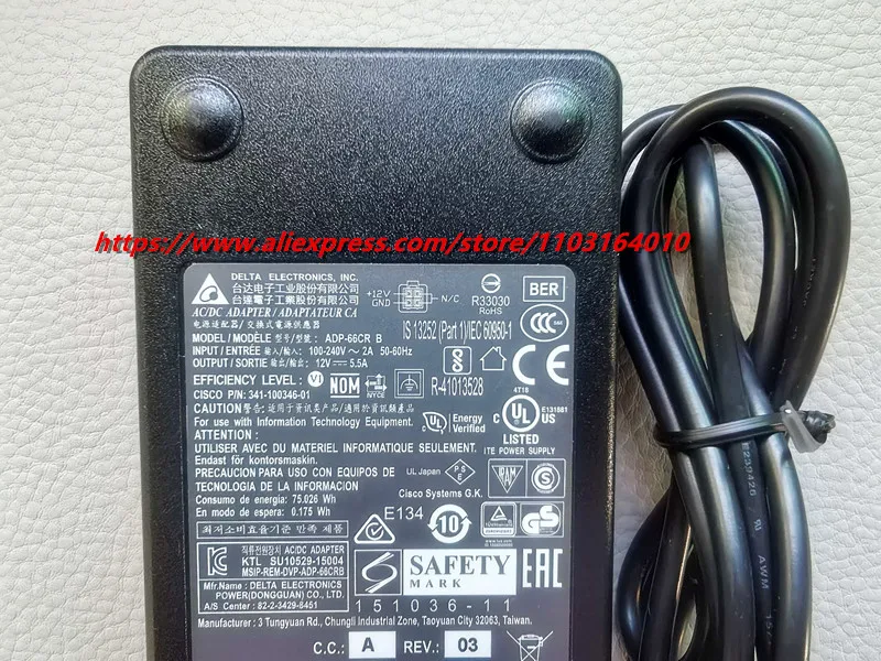 Genuine DELTA EADP-48EB B 48V 0.917A AC Adapter Charger for CISCO CP-8851 8961 8945 9951 9971 8900 9900 IP PHONE Power Supply