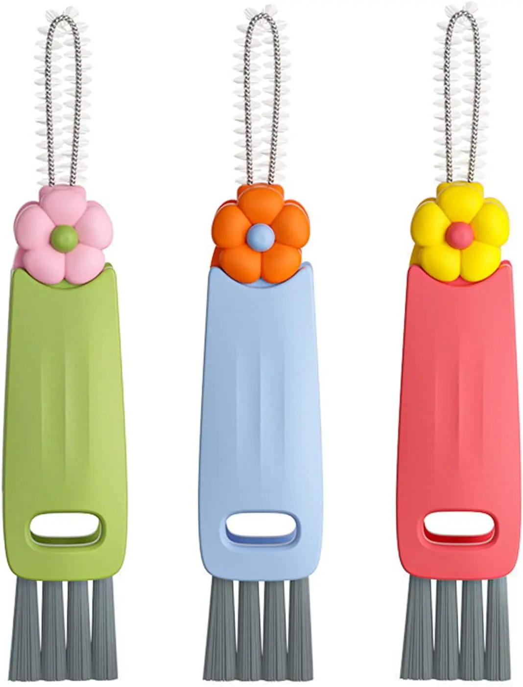 

3-in-1 Cup Lid Cleaning Brush Set, 3 PCS Multifunctional Cleaning Brush with Cup Mouth, Gap, and Corner Brushes, Plastic Nylon B