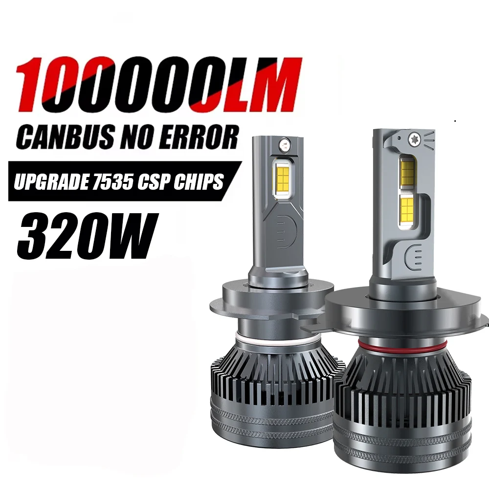 H7 H4 H11 LED Headlight 100000LM 320W High Power H1 H8 H9 HB4 HB3 9005 9006 9012 Turbo Lamp 6000K White Car Light Plug And Play