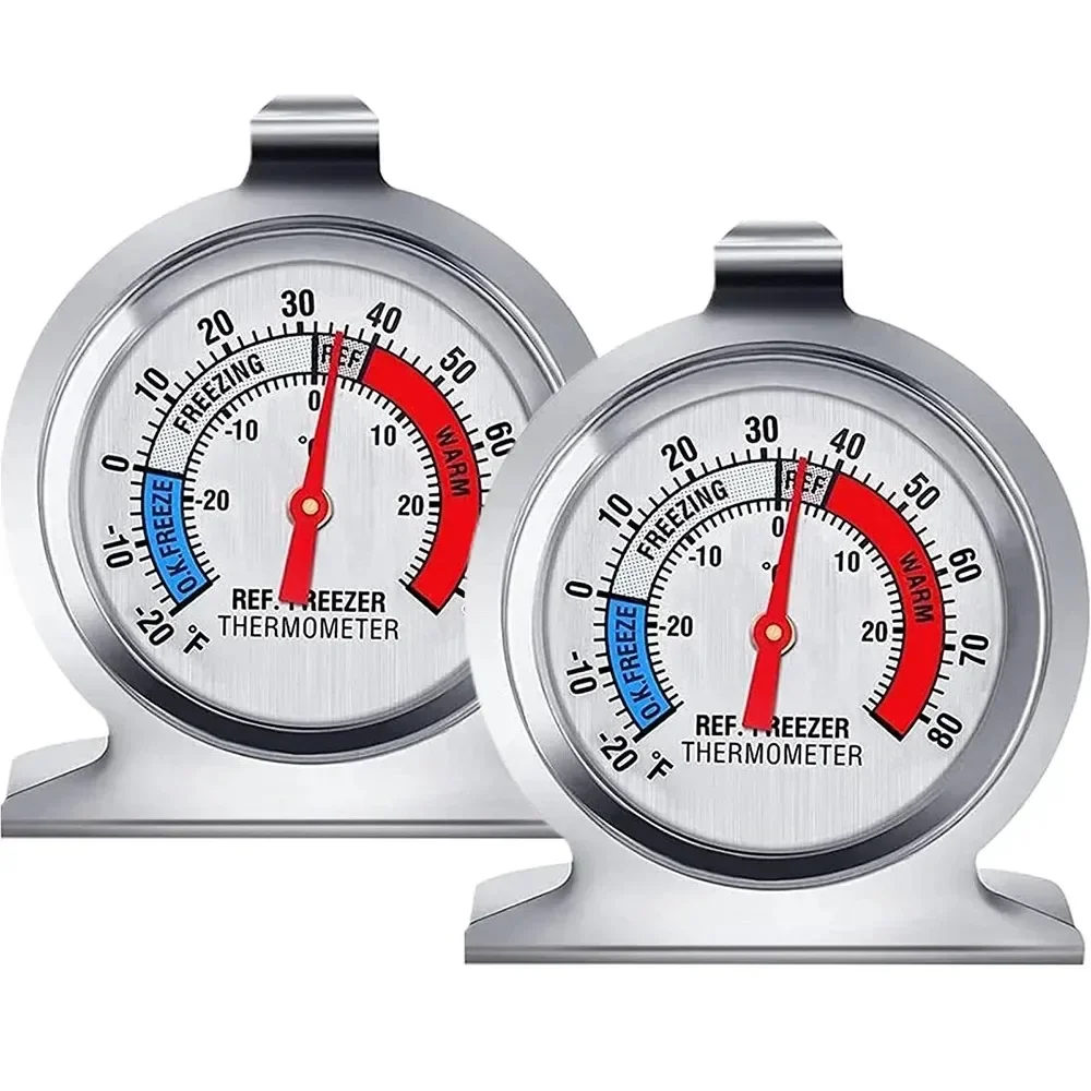 2-pack koelkastthermometer -20-80 ° F Classic koelkastthermometer grote wijzerplaat met rode indicatiethermometer voor vriezerkoeler - afbeelding 1