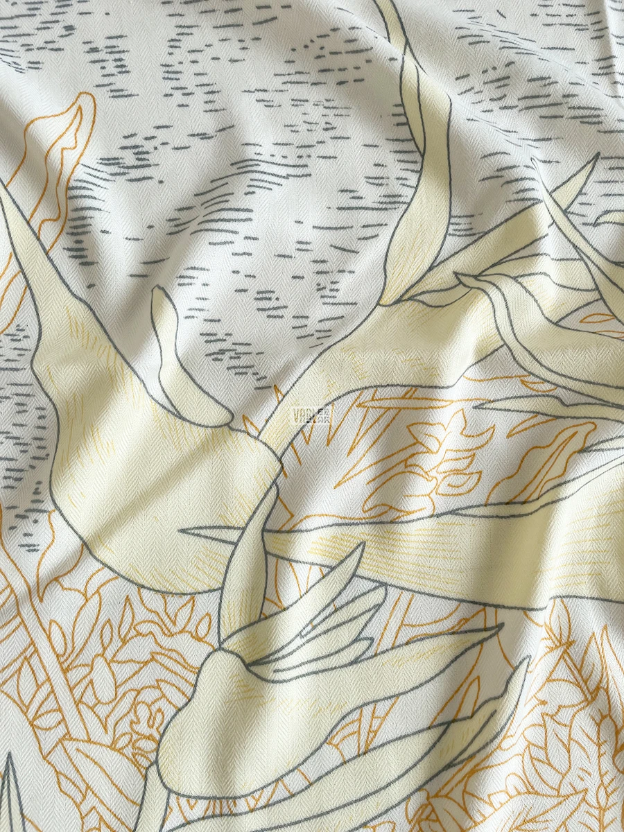 Faubourg Tropical Cashmere Silk Scarf For Women Winter Brand Mulberry Silk Scarfs Shawl Hand Rolled Stole Pashmina 130X130
