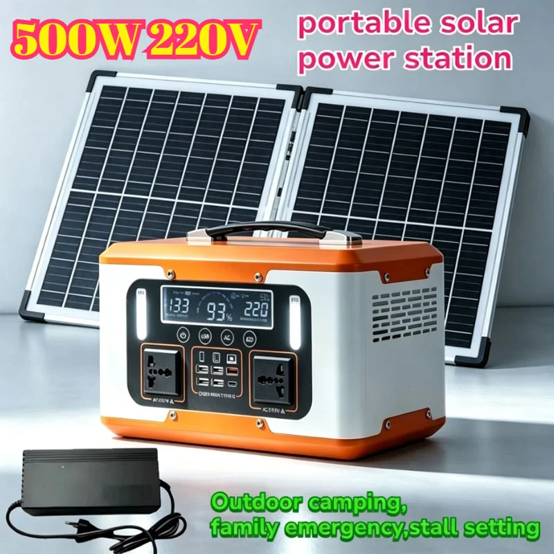 500W 220V Portable Power Station 384WH 30AH Solar Generator Storage Energy Power Bank for Camping Travel RV Home